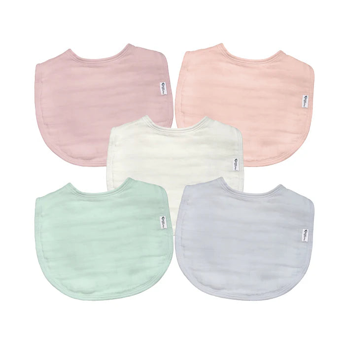 Pack 5 Baberos Muselina Algodón Orgánico Rosa Pastel Green Sprouts
