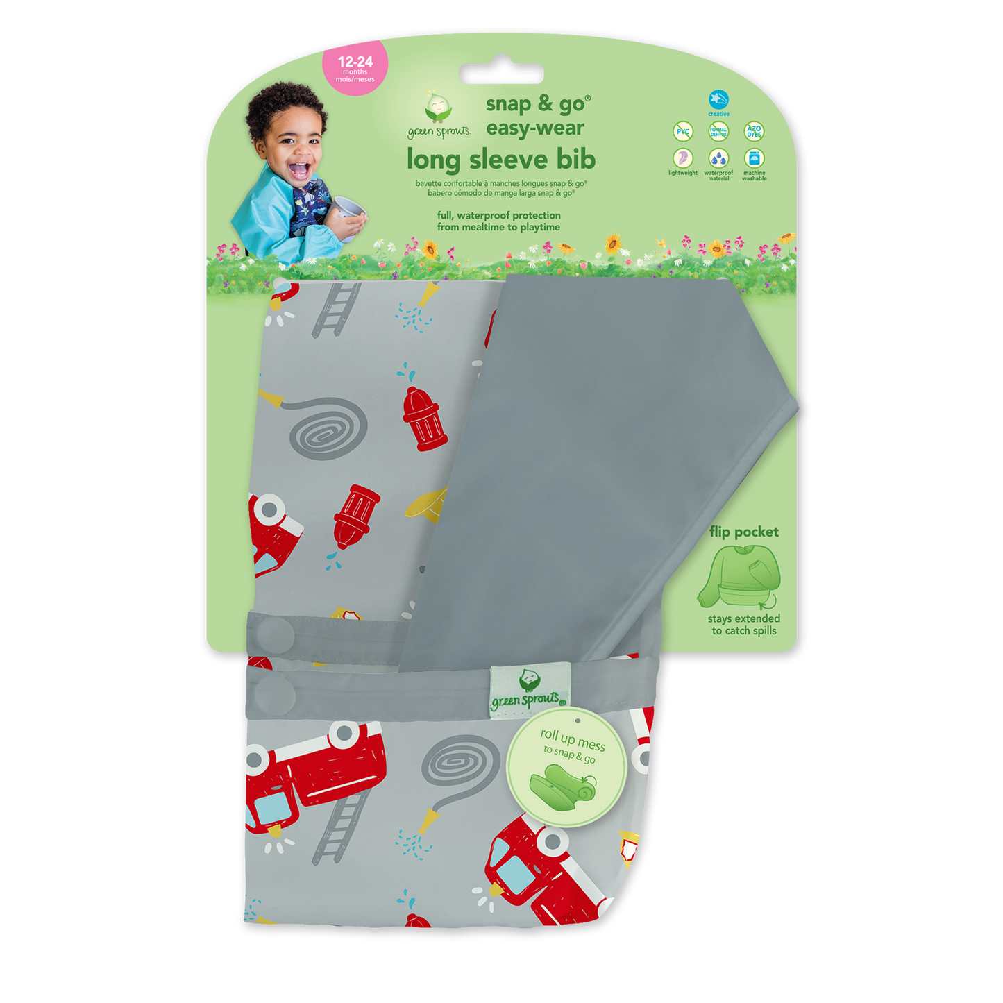 Babero Impermeable Gris Bomberos Manga Larga