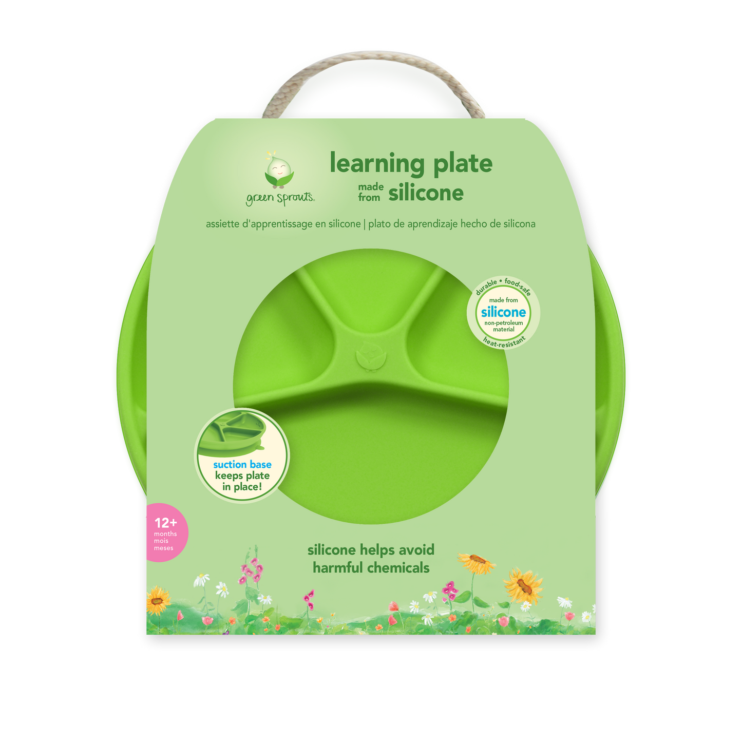 Plato de Silicona Ventosas Verde Green Sprouts