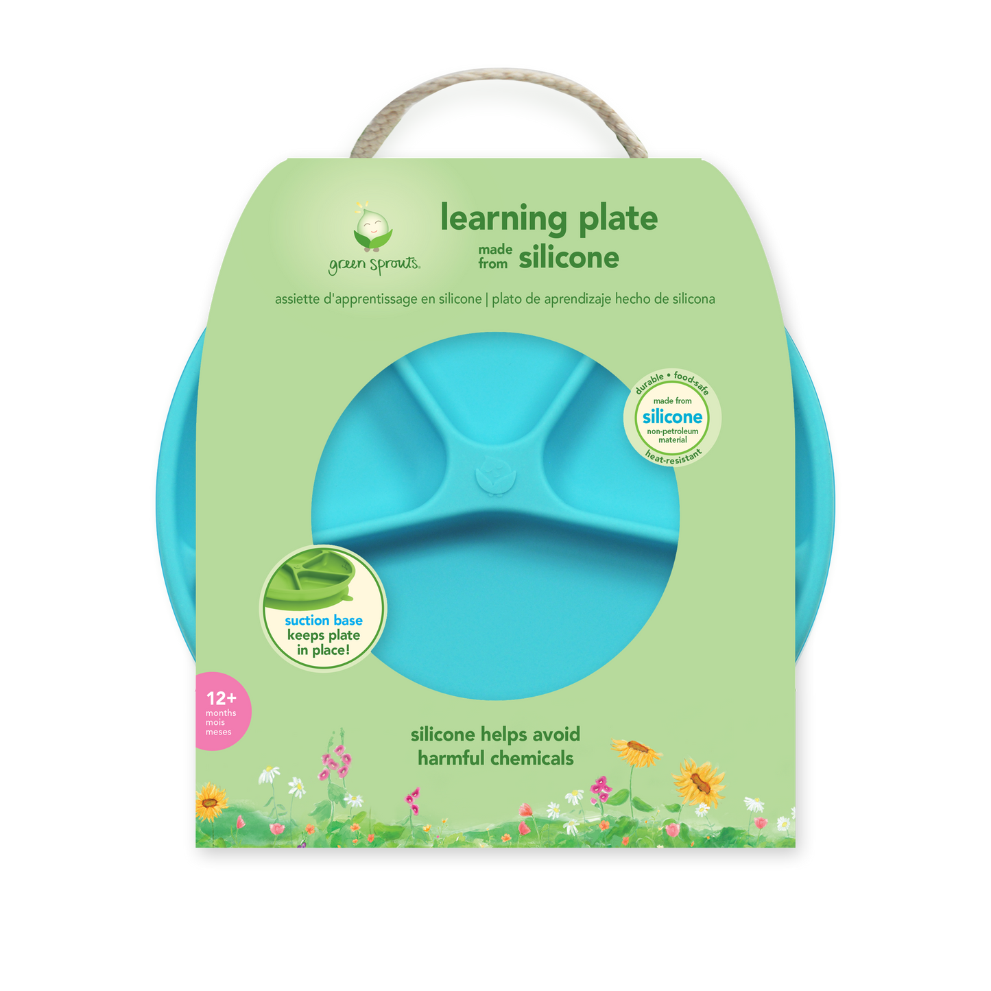 Plato de Silicona Ventosas Celeste Green Sprouts