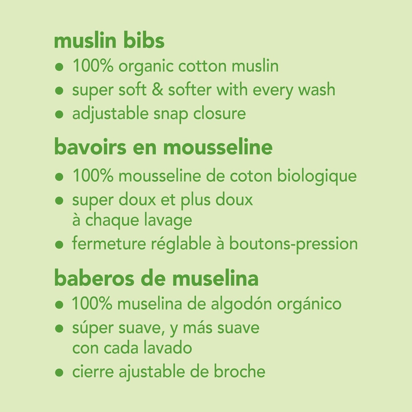 Pack 2 Baberos Muselina Algodón Orgánico Blanco Green Sprouts