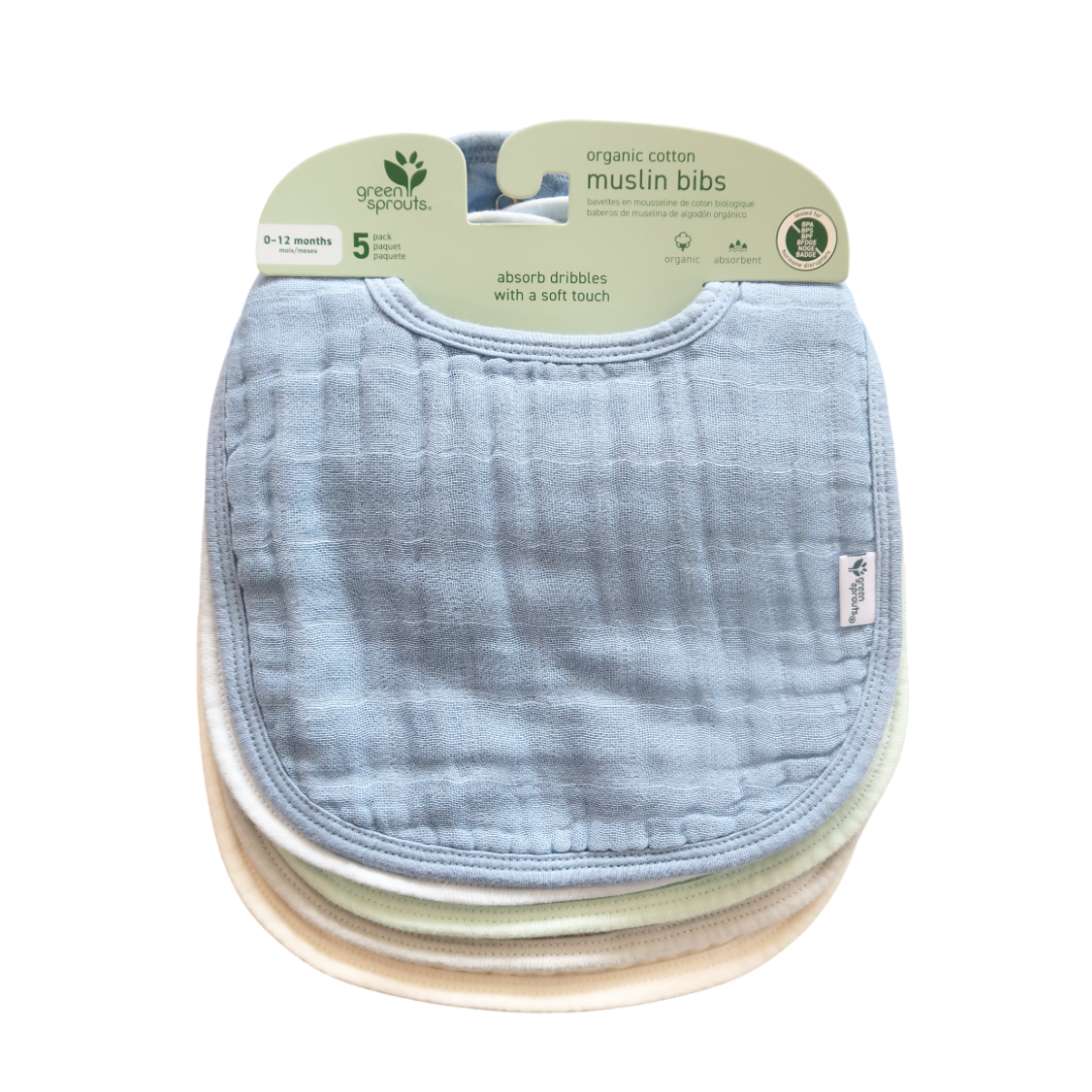 Pack 5 Baberos Muselina Algodón Orgánico Arándano Green Sprouts