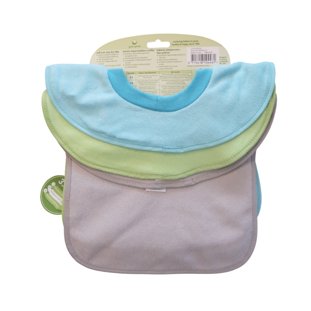 Pack 3 Baberos Impermeable Polera Aqua Green Sprouts