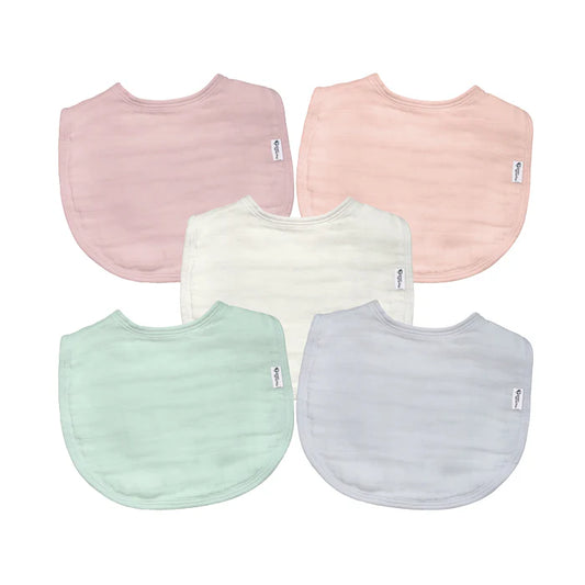Pack 5 Baberos Muselina Algodón Orgánico Rosa Pastel Green Sprouts