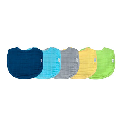Pack 5 Baberos Muselina Algodón Orgánico Azul Green Sprouts (0-12m)