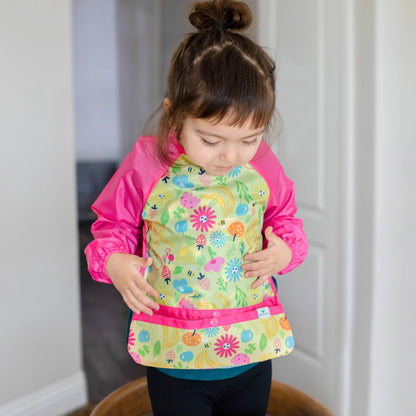 Babero Impermeable Abeja Rosado Manga Larga (6-18m)