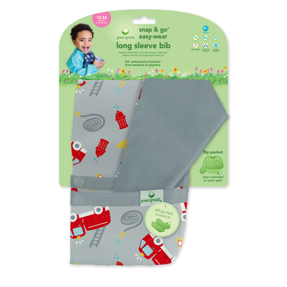 Babero Impermeable Gris Bomberos Manga Larga (6-18m)