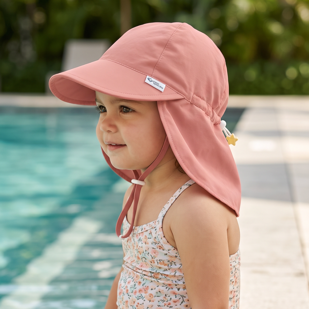 Gorro Flap UPF50+ Coral Oscuro Green Sprouts