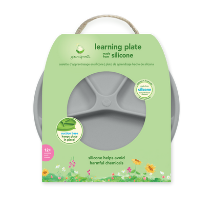Plato de Silicona Ventosas Gris Green Sprouts