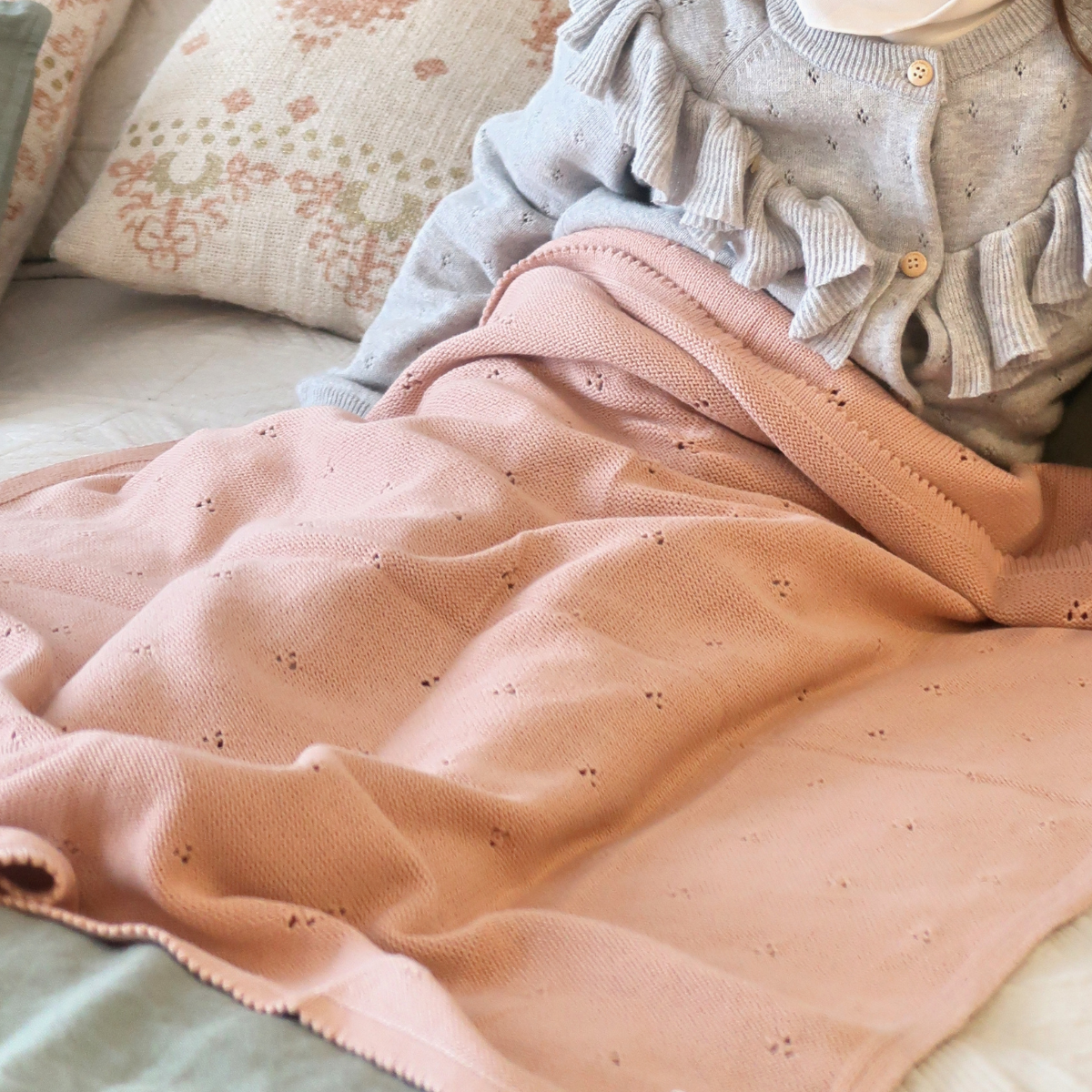 Manta de Punto 100% Algodón Rosa