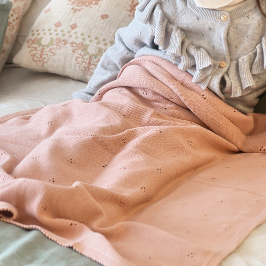 Manta de Punto 100% Algodón Rosa