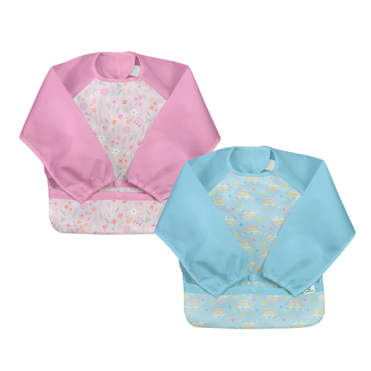 Pack 2 Baberos Impermeables Pink Aqua Manga Larga