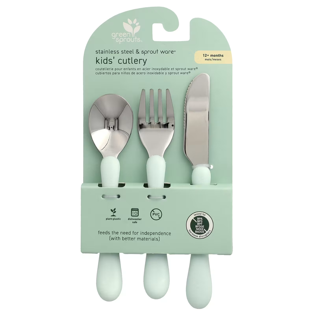 Cubiertos Aprendizaje Acero Inoxidable Verde Green Sprouts