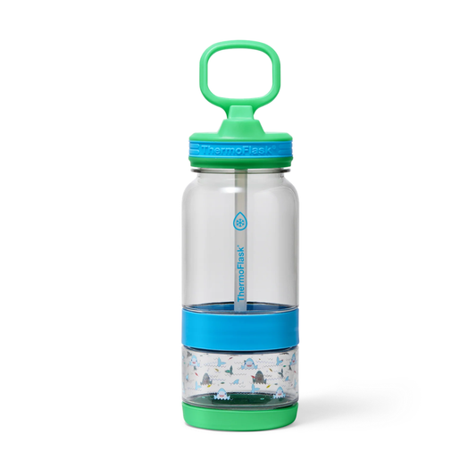 Botella Tritan™ 2 en 1 para Agua y Snacks Tiburones Thermoflask