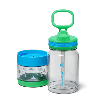 Botella Tritan™ 2 en 1 para Agua y Snacks Tiburones Thermoflask