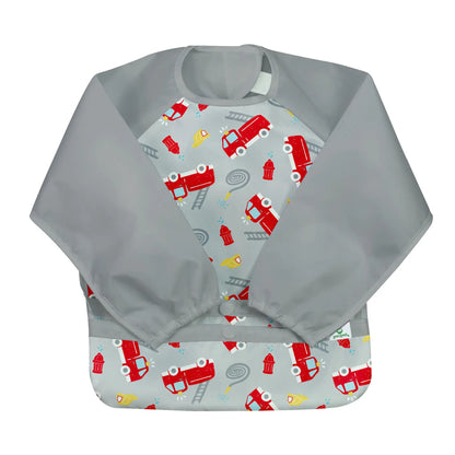 Babero Impermeable Gris Bomberos Manga Larga (6-18m)