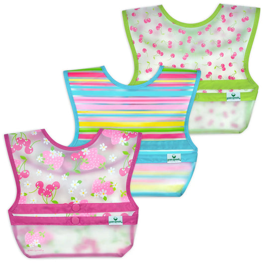 Pack 3 Baberos Snap & Go Fucsia Berries Green Sprouts