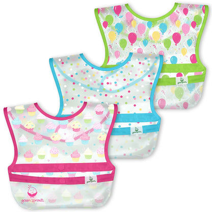 Pack 3 Baberos Snap & Go Fucsia Cupcakes Green Sprouts (6-24m)