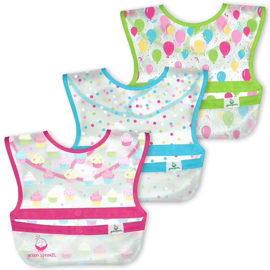 Pack 3 Baberos Snap & Go Fucsia Cupcakes Green Sprouts
