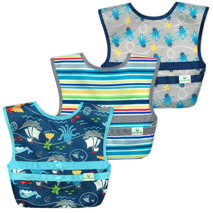 Pack 3 Baberos Snap & Go Azul Pirata Green Sprouts (6-24m)