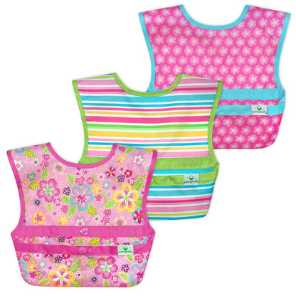 Pack 3 Baberos Snap & Go Rosado Flor Green Sprouts (6-24m)