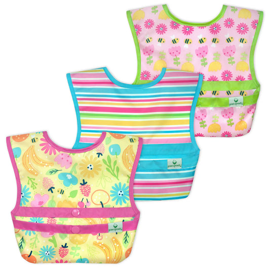 Pack 3 Baberos Snap & Go Rosado Abeja Floral Green Sprouts