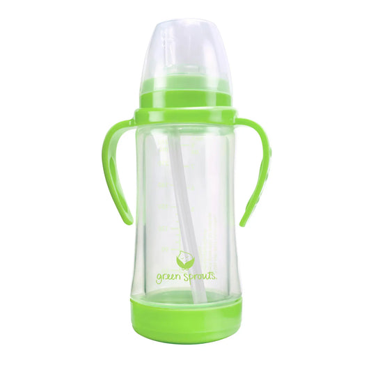 Botella de Vidrio con Bombilla Verde Green Sprouts