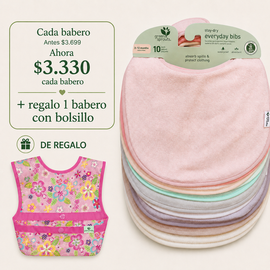 Pack 10 Baberos Impermeable Triple Capa Mix Rosa Pastel  (3-12m) + ¡¡REGALO!!