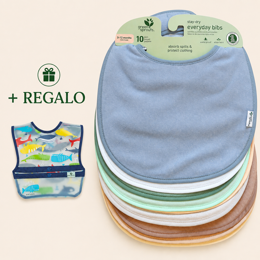 Pack 10 Baberos Triple Capa Mix Arándano Pastel (3-12m) + ¡¡REGALO!!