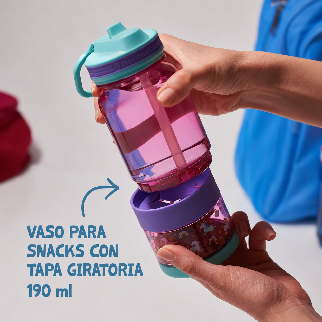 Botella Tritan™ 2 en 1 para Agua y Snacks Autos Thermoflask