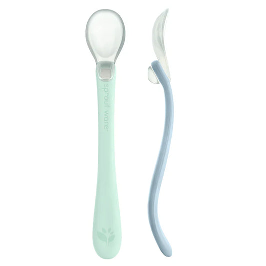Set 2 Cucharas Silicona Verde/Azul Green Sprouts