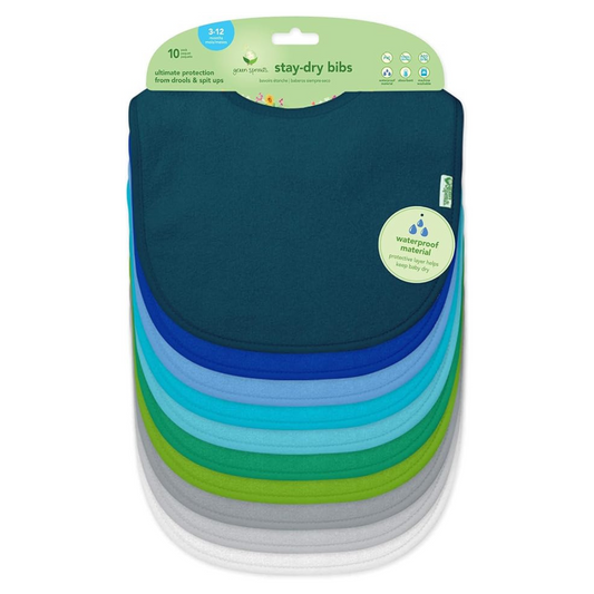 Pack 10 Baberos Impermeable Mix Azul Green Sprouts