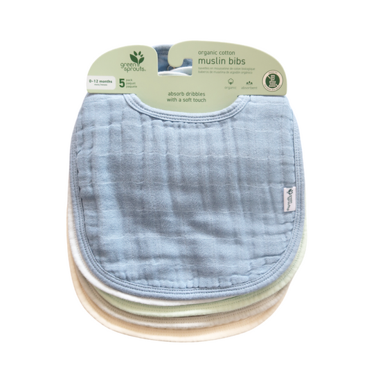 Pack 5 Baberos Muselina Algodón Orgánico Arándano Green Sprouts