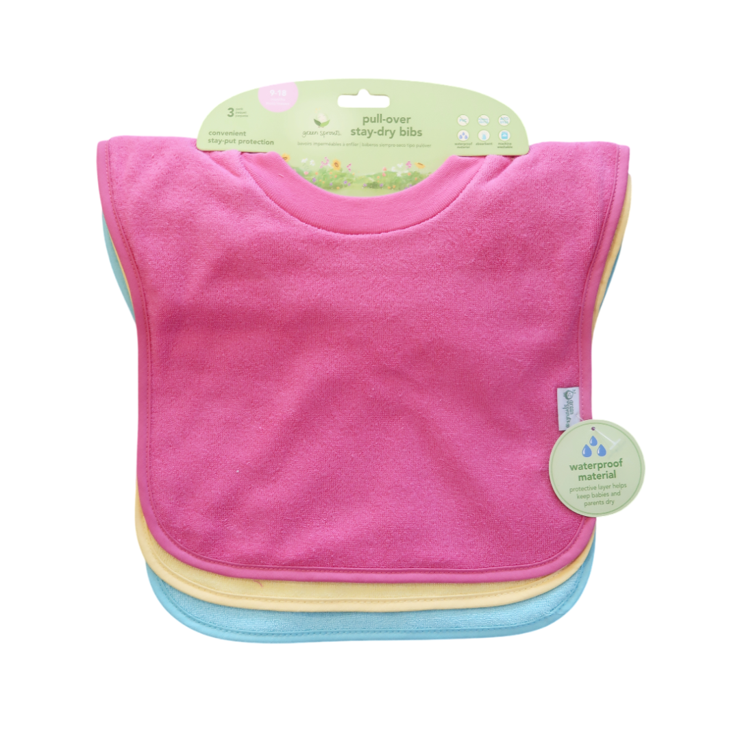 Pack 3 Baberos Impermeable Polera Pink Green Sprouts