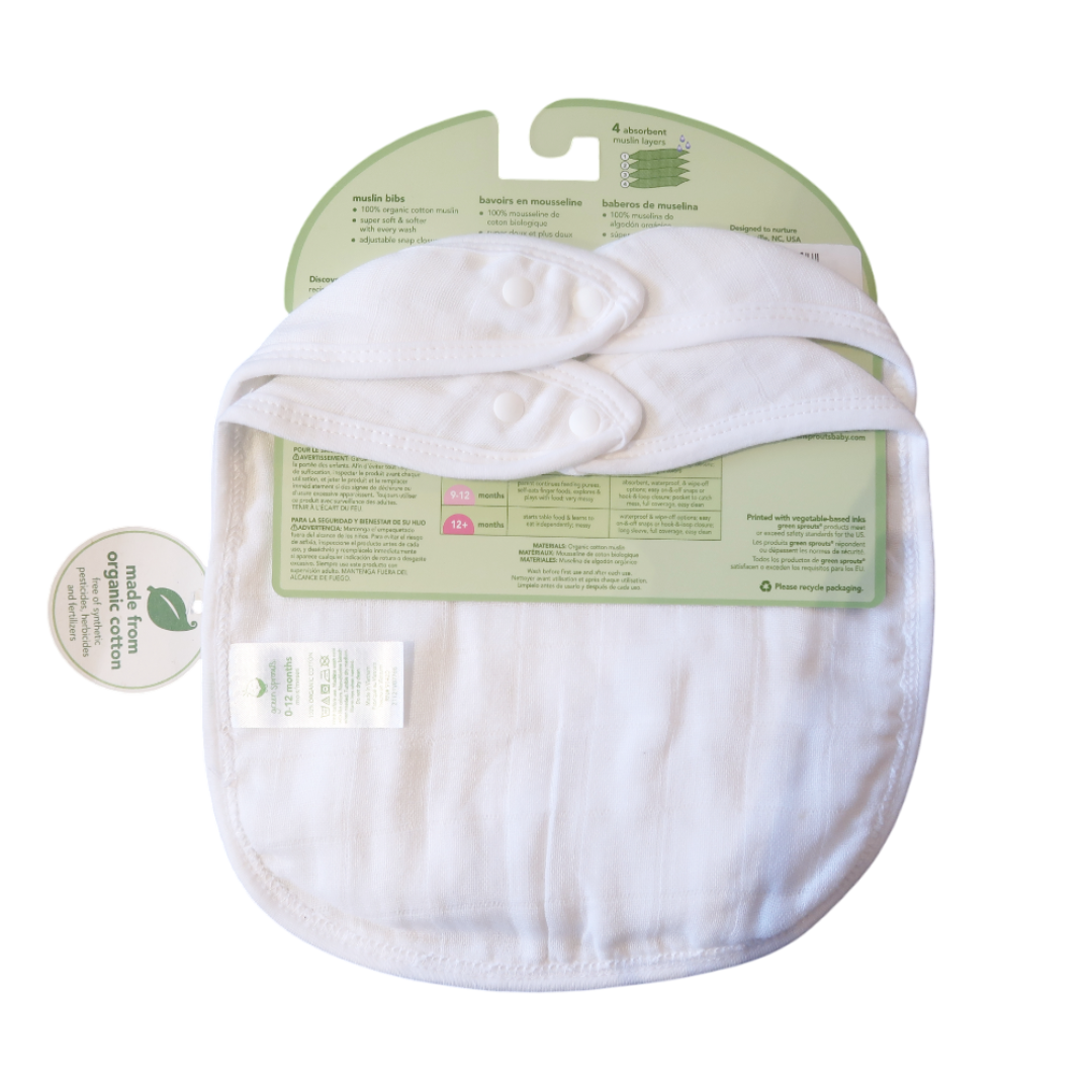 Pack 2 Baberos Muselina Algodón Orgánico Blanco Green Sprouts