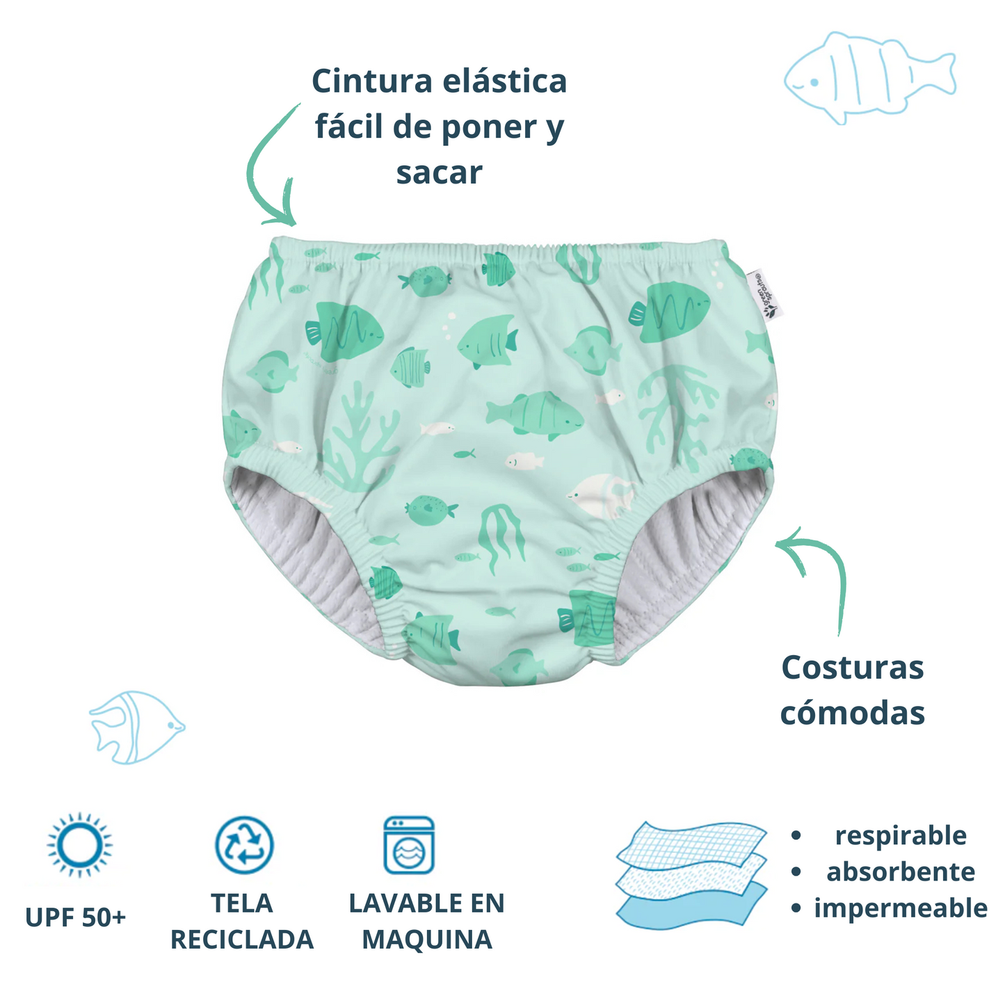 Pañal de Agua Reutilizable Delfines Green Sprouts