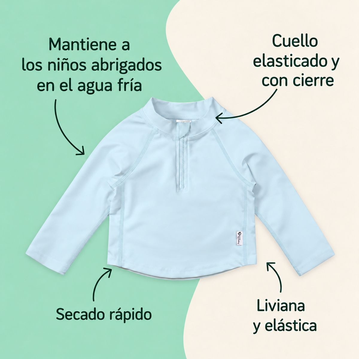Polera Agua UPF50+ Manga Larga Aqua Green Sprouts