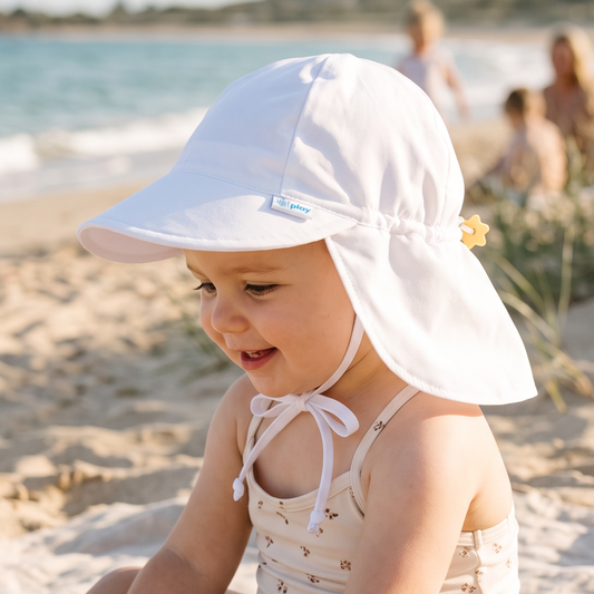 Gorro Flap UPF50+ Blanco Cinta Green Sprouts