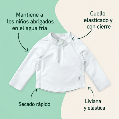 Polera Agua UPF50+ Manga Larga Blanca Green Sprouts