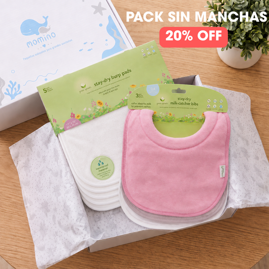 Pack Sin Manchas: 3 Baberos con cuello + 5 Tutos Blancos+ ¡¡CAJA DE REGALO!! (NIÑA)