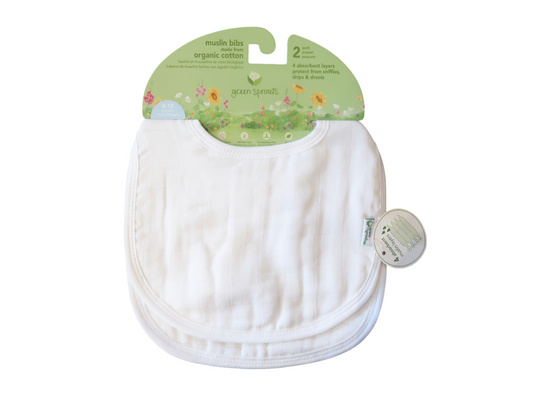 Pack 2 Baberos Muselina Algodón Orgánico Blanco Green Sprouts