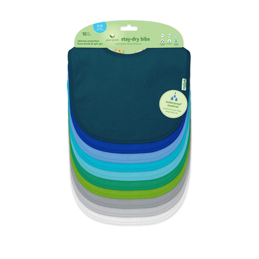 Pack 10 Baberos Impermeable Mix Azul Green Sprouts