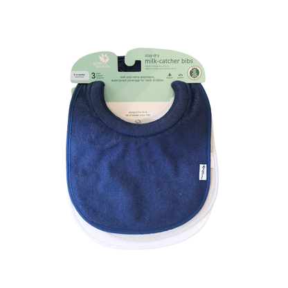 Pack 3 Baberos Impermeable Con Cuello Azul Green Sprouts (0-6m)
